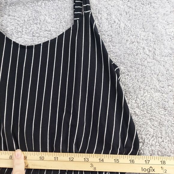 Torrid Size 1 Stretch Soft Stripe Tie Waist Jersey Crop Jumpsuit Black White NEW - Picture 5 of 13